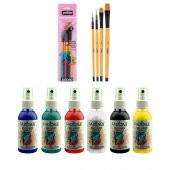 Cadence Yayınları Your Fashion Sprey Kumaş Boyası 6 X 100ml + Pebeo 4lü Fırça Set - 1
