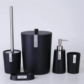 By Selim Troy Siyah Gümüş 5 Parça Polyester Banyo Seti - 3