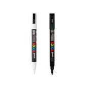 Uni Posca Marker Kalem Pc-3m (0.9-1.3mm) 2'li Set Siyah ve Beyaz - 1