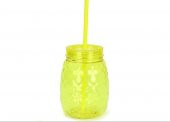 Ananas Pipetli Bardak Meşrubat Bardağı 650 ml Sarı Renk - 1