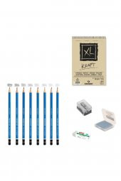 Steadtler Eskiz Başlangıç Seti 5 + Dereceli kalem + a5 Defter + Dağıtıcı Set + silgi + Açacak + Hamur silgi - 1