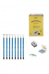 Steadtler Eskiz Başlangıç Seti 4 + Dereceli kalem + a5 Defter + Dağıtıcı Set + silgi + Açacak + Hamur silgi - 1