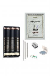 Koh-i Noor Eskiz Başlangıç Seti 8 + Dereceli kalem + a5 Defter + Dağıtıcı Set + silgi + Açacak + Hamur silgi - 1
