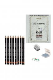 Derwent Eskiz Başlangıç Seti 5 + Dereceli kalem + a5 Defter + Dağıtıcı Set + silgi + Açacak + Hamur silgi - 1