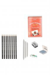 CretaColor Eskiz Başlangıç Seti 7 + Dereceli kalem + a5 Defter + Dağıtıcı Set + silgi + Açacak + Hamur silgi - 1