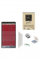 CretaColor Eskiz Başlangıç Seti 6 + Dereceli kalem + a5 Defter + Dağıtıcı Set + silgi + Açacak + Hamur silgi - 1