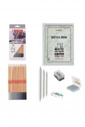 Bruynzeel Eskiz Başlangıç Seti 8 + Dereceli kalem + a5 Defter + Dağıtıcı Set + silgi + Açacak + Hamur silgi - 1