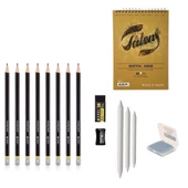 Adel Yayınları Eskiz Başlangıç Seti 1 + Dereceli kalem + a5 Defter + Dağıtıcı Set + silgi + Açacak + Hamur silgi - 1