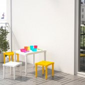 Çocuk Taburesi, Beyaz Renk MeridyenDukkan 28x27 cm Polipropilen Plastik Kare Tabure - 3