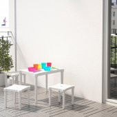 Çocuk Taburesi, Beyaz Renk MeridyenDukkan 28x27 cm Polipropilen Plastik Kare Tabure - 4