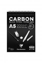 Clairefontaine Carbon 120gr Siyah Spiralli Resim Blok 20 Sayfa A5 (14.8x21cm) (Kısa Kenar Spiral) - 1