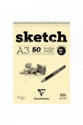 Clairefontaine Esquisse Ivory Sketch 90gr Spiralli Çizim Blok 50 Sayfa A3 (29.7x42cm) (Kısa Kenar Spiral) - 1