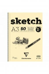 Clairefontaine Esquisse Ivory Sketch 90gr Spiralli Çizim Blok 50 Sayfa A3 (29.7x42cm) (Uzun Kenar Spiral) - 1