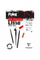 Clairefontaine Paint-On Lisse 250gr Pürüzsüz Doku Çok Amaçlı Resim Blok 25 Sayfa A5 (14.8x21cm) - 1