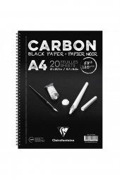 Clairefontaine Carbon 120gr Siyah Spiralli Resim Blok 20 Sayfa A4 (21x29.7cm) (Uzun Kenar Spiral) - 1