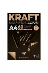 Clairefontaine Kraft Brown/Black 90gr (Kahverengi/Siyah) Çok Amaçlı Resim Blok 60 Sayfa A4 (21x29.7cm) - 1