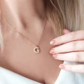 Vaoov 925 Ayar Gümüş Taşlı Harf Kolye thumbnail 8