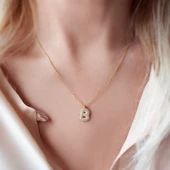 Vaoov 925 Ayar Gümüş Taşlı Harf Kolye thumbnail 7