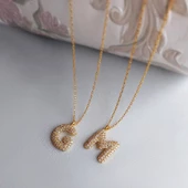 Vaoov 925 Ayar Gümüş Taşlı Harf Kolye thumbnail 6