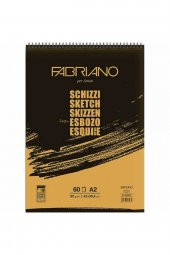 Fabriano Schizzi Sketch Pad Natural Grain 90gr Spiralli Çizim Defteri 60 Sayfa A2 (42x59.4cm) - 1