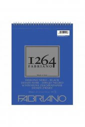 Fabriano 1264 Black Paper Spiralli 200gr 20 Sayfa A5 (14.8x21cm) - 1