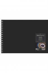 Fabriano Black Drawing Book Murillo Nero 190gr Landscape Spiralli Çizim Blok 40 Sayfa A5 (14.8x21cm) - 1