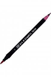 Zig Art & Graphic Twin TUT-80 Fırça Uçlu Marker Dark Pink 022 - 1