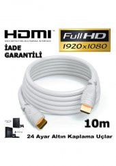 10M Metre Kaliteli Hdmi Kablo 1.4 V 3D Beyaz - Tv Ps3 Lcd Kablo - 1