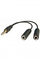 Kulaklık Çoklayıcı Kablo Siyah Renk 3.5mm Stereo Çoklayıcı - 1