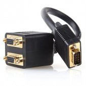 VGA Y Splitter Kablosu, 1 x  HD15 erkek <-> 2 x HD15 dişi yuva, 0.20 metre, CU, AWG28, çift ka - 2