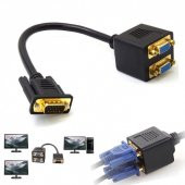 VGA Y Splitter Kablosu, 1 x  HD15 erkek <-> 2 x HD15 dişi yuva, 0.20 metre, CU, AWG28, çift ka - 3
