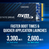 PNY CS2230 1 TB 3300/2600 NVMe PCIe M.2 SSD (M280CS2230-1TB-RB) - 3