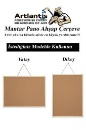 Mantar Pano Ahşap Çerçeve 60x90 cm 1 Adet Harita Çivisi Hediyeli Duvara Monte Mantar Çerçeve Evde Okulda Büroda Ofiste - 4