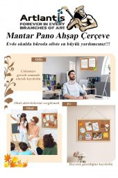 Mantar Pano Ahşap Çerçeve 60x90 cm 1 Adet Harita Çivisi Hediyeli Duvara Monte Mantar Çerçeve Evde Okulda Büroda Ofiste - 5