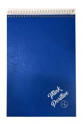 Üstten Spralli Sert Kapak Bloknot 100 Yaprak Çizgili Defter 17x24 Cm Mavi Renk 1 Adet Think Positive - 2
