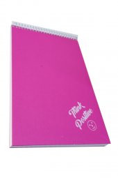 Üstten Spralli Sert Kapak Bloknot 100 Yaprak Çizgili Defter 17x24 Cm Pembe Renk 1 Adet Think Positive - 1