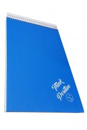 Üstten Spralli Sert Kapak Bloknot 100 Yaprak Çizgili Defter 17x24 Cm Mavi Renk 1 Adet Think Positive - 1