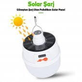 El Feneri Işıldak Kamp Lambası Ledli  Güneş Enerjili Şarjlı Pilli Portatif  Askılı Gece Lambası - 4