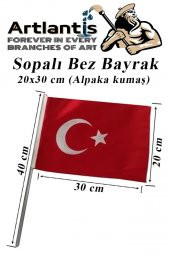Sopalı Bez Bayrak 20x30 Cm 1 Adet Saplı Bayrak Ay Yıldız Plastik Çıtalı 20*30 Bez Bayrak Mill Bayram Kutlama - 1