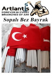 Sopalı Bez Bayrak 30x45 Cm 1 Adet Saplı Bayrak Ay Yıldız Plastik Çıtalı 30*45 Bez Bayrak Mill Bayram Kutlama - 2