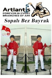 Sopalı Bez Bayrak 30x45 Cm 1 Adet Saplı Bayrak Ay Yıldız Plastik Çıtalı 30*45 Bez Bayrak Mill Bayram Kutlama - 3