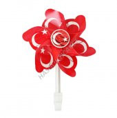 Hsgl Bisiklet Kırmızı Beyaz Ayyıldızlı Rüzgar gülü Bisiklet Aksesuar - 2