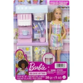 Barbie Dondurma Dükkanı Oyun Seti 30 Cm Sarışın Bebek Oyun Hamuru ve Aksesuarlar thumbnail 1