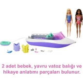 Barbie'nin Botu Oyun Seti 2 Barbie Bebek 4 Oturma Alanı Bulunan Şeffaf Zeminli Tekne 46 Cm thumbnail 5