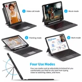 iPad 10.9 İnç 10.Nesil Fuchsia Touch Pad Klavyeli Standlı Kılıf thumbnail 4