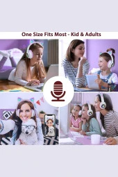 Fuchsia Kedi Kulaklık LED Işıklı Bluetooth Katlanabilir Eğlenceli Mikrofonlu Kulaklık thumbnail 7