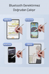 Fuchsia Huawei Samsung Apple Akıllı Telefon Tablet İçin Stylus Kalem - 5