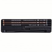 Cretacolor Charcoal Drawing Set Kömür Çizim Seti 8 Parça Metal Kutu (460 08) - 1