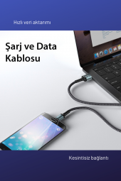 Apple Uyumlu Veri Kablosu Fuchsia PD Hızlı Şarj Kablosu 2m USB Apple Arayüz (CA74) - 5