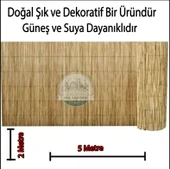 POLYBOTUM Doğal Kamış Hasır Çit 2 m X 5m Doğal Bahçe Çiti - Gölgelik Hasır - 1